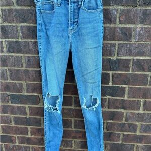 Hollister High Rise Ultra Super Skinny Jeans with Distressed Knee Rips